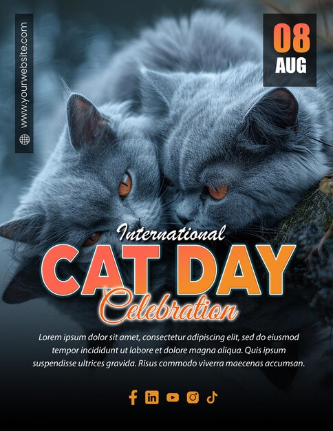 Stylish International Cat Day Editable Flyer Design