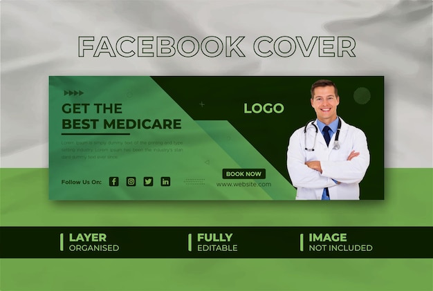 Stylish Medical Healthcare Facebook Cover Design Template