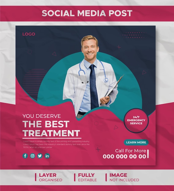 Stylish Medical Healthcare Social Media Post Template