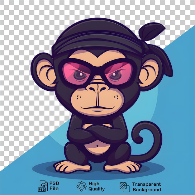 Stylish Ninja Monkey with Black Helmet and Glasses Illustrated Design