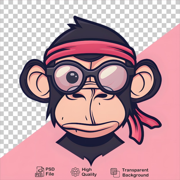 PSD stylish ninja monkey with black helmet and glasses illustrated design