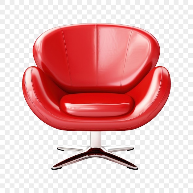 Stylish Red Modern Lounge Chair with Swivel Base Isolated on Background