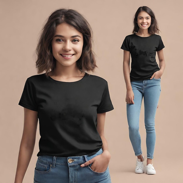 Stylish Simplicity cute girl black mockup