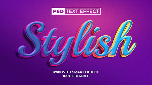 Stylish text effect colorful style Editable text effect