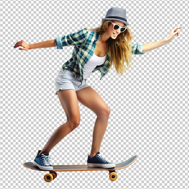 PSD stylish woman skateboarding summer