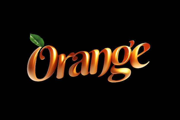 PSD stylized orange text with leaf accent