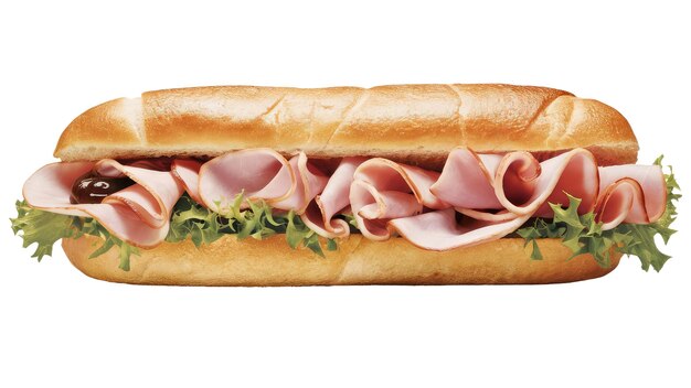 PSD a sub sandwich with ham and cheese on it