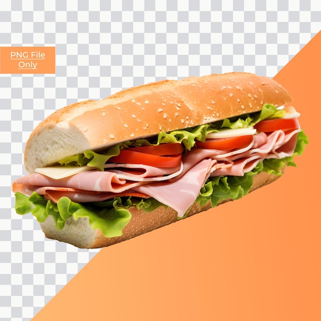 Submarine ham sandwich soft smooth lighting only png premium psd