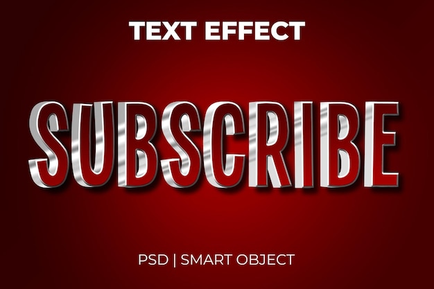 Subscribe 3d editable text effect editable red and play text style