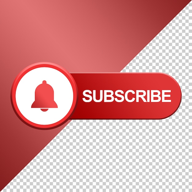 Subscribe button with bell design 3d