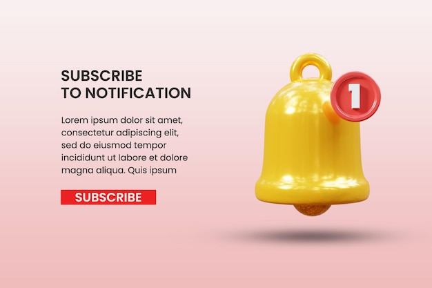 Subscribe to notification 3d bell icon