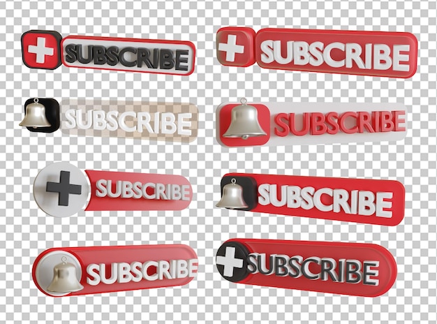 subscribe youtube button icon isolated object with transparent background