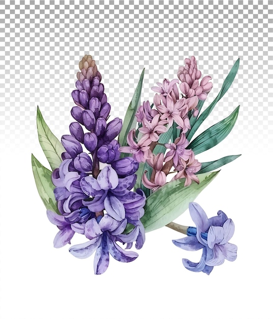 Subtle Watercolor Hyacinth Flower Clipart Design