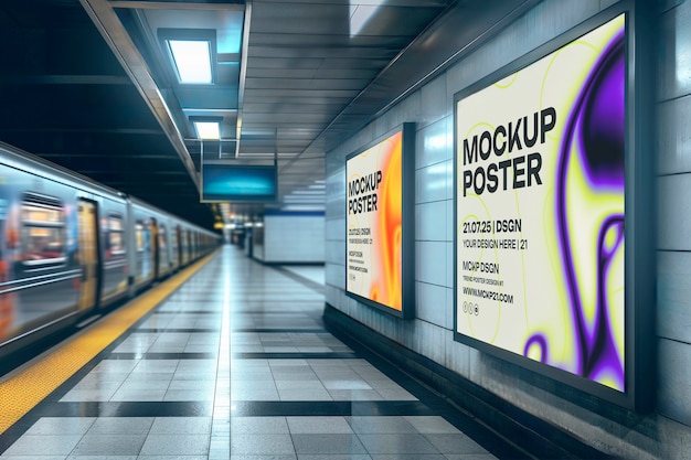 PSD subway station advertisement mock-up design