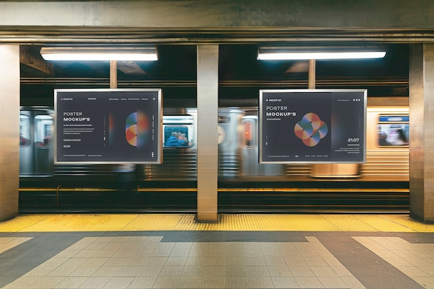 PSD subway station advertisement mock-up design