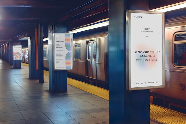 PSD subway station advertisement mock-up design