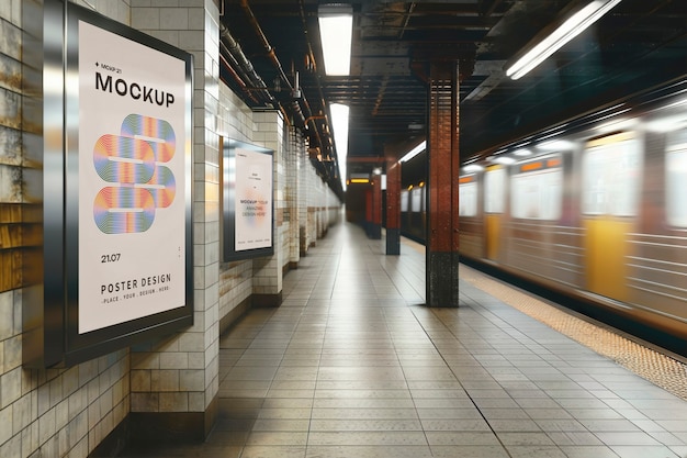 PSD subway station advertisement mock-up design