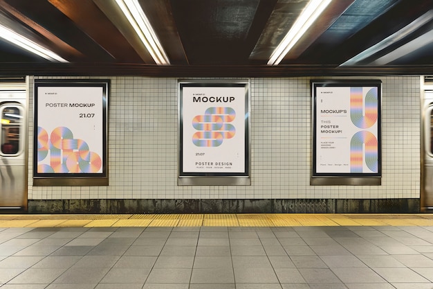 PSD subway station advertisement mock-up design