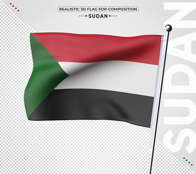 Sudan 3D flag with realistic texture