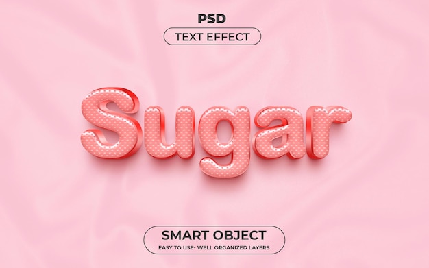 Sugar 3d editable text effect style Premium psd Template with background