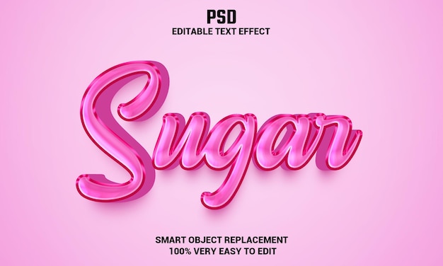 Sugar 3d editable text effect with background Premium Psd