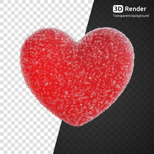 PSD sugar coated red heart 3d