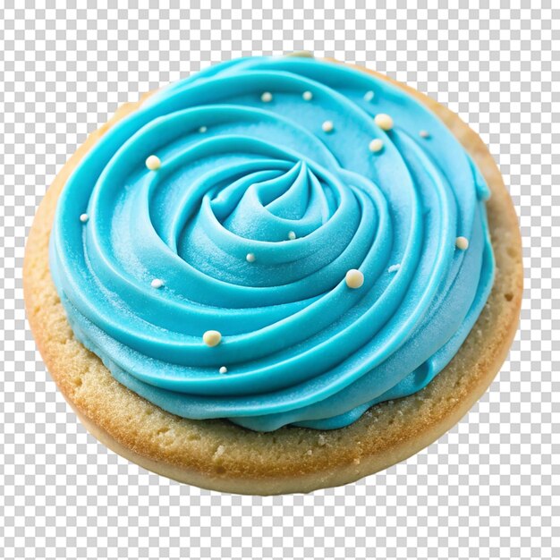 PSD a sugar cookie with blue frosting isolated white background