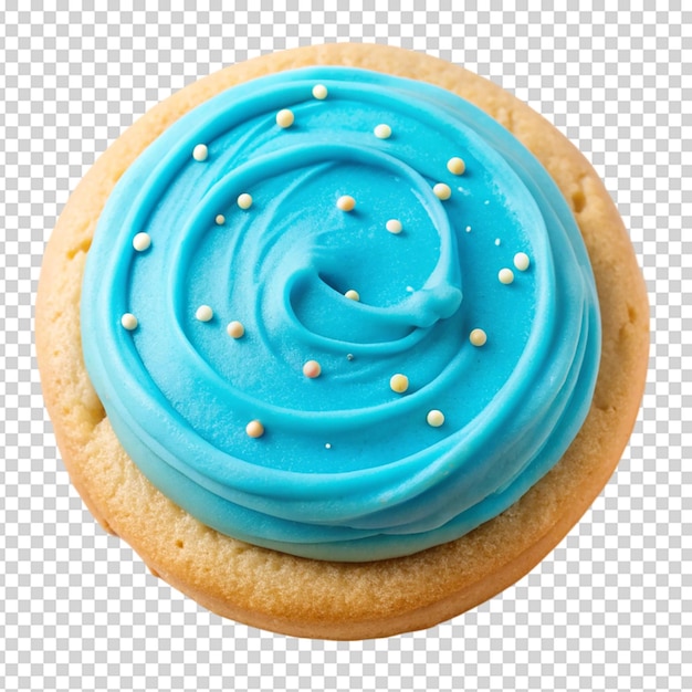 PSD a sugar cookie with blue frosting isolated white background