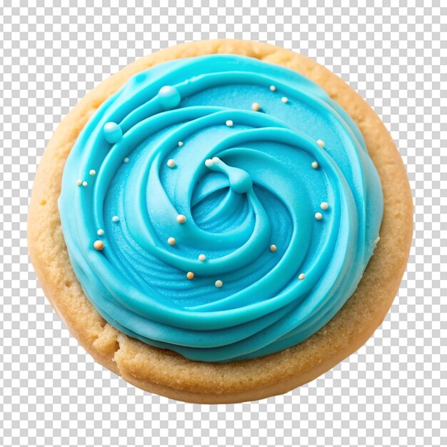 PSD a sugar cookie with blue frosting isolated white background