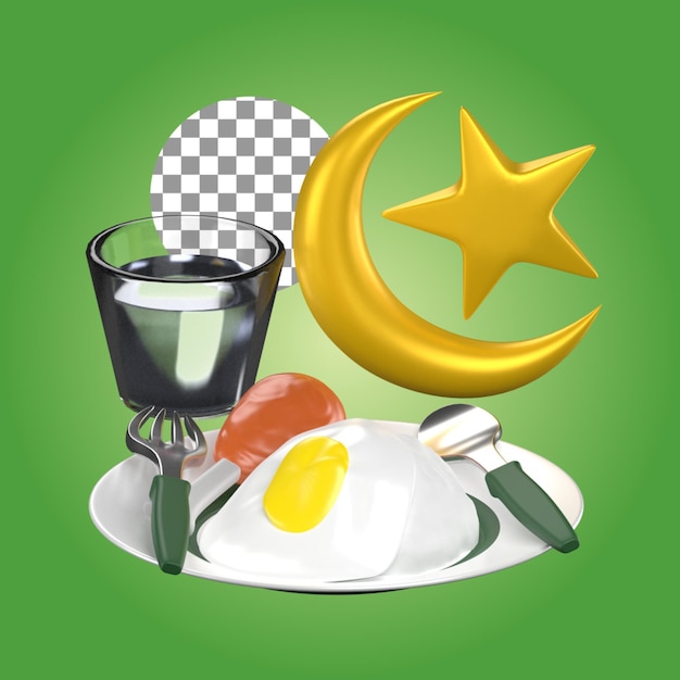 suhoor in 3d illustration of ramadhan islamic theme