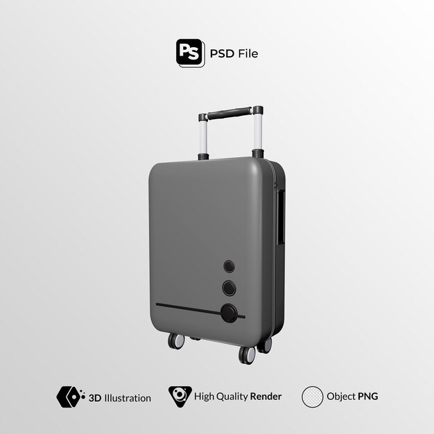 Suitcase Gray 3D render Illustration 