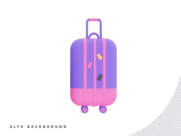 Suitcase travel bag luggage tourism travel with 3d vector icon cartoon minimal style