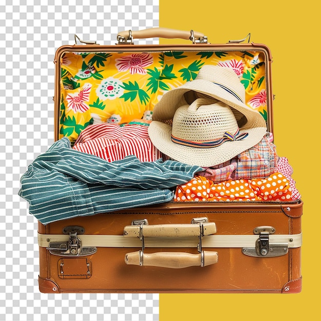 a suitcase with a hat and a hat on it