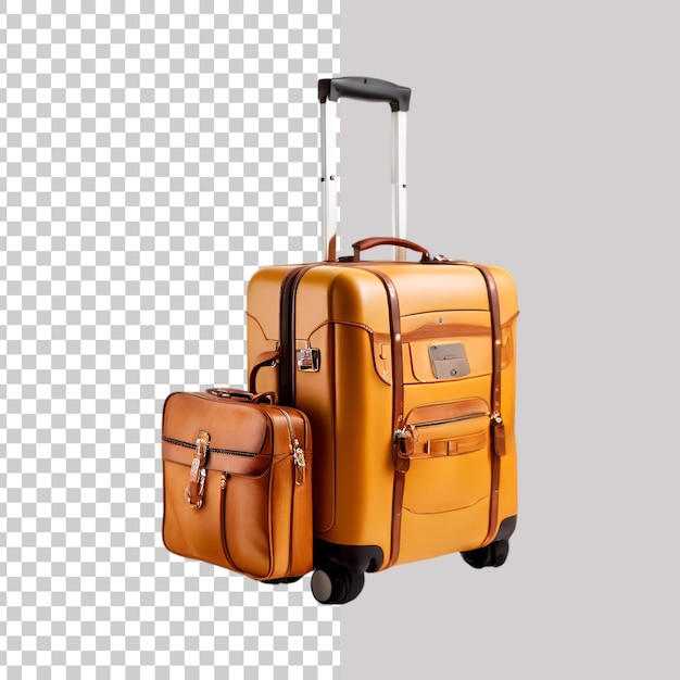 A suitcases with a black handle on transparent background