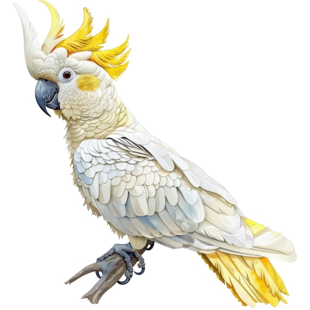 PSD sulfurcrest cockatoo bird illustration watercolor style ai generated