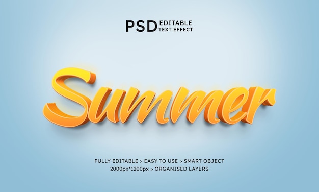 PSD summer 3d editable text effect