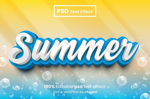 PSD summer 3d editable text effect