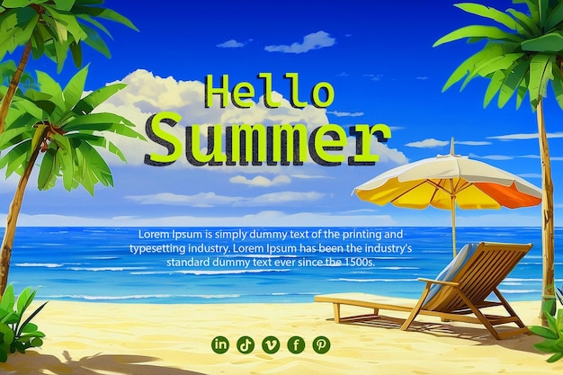 Summer background with beach materials