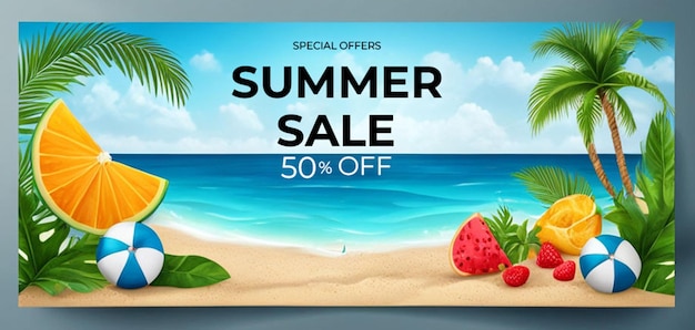 Summer banner template for advertising summer arrivals collection or seasonal sales promotion