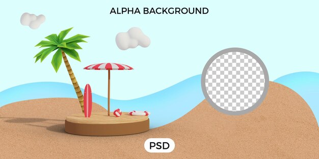 Summer beach 3D render