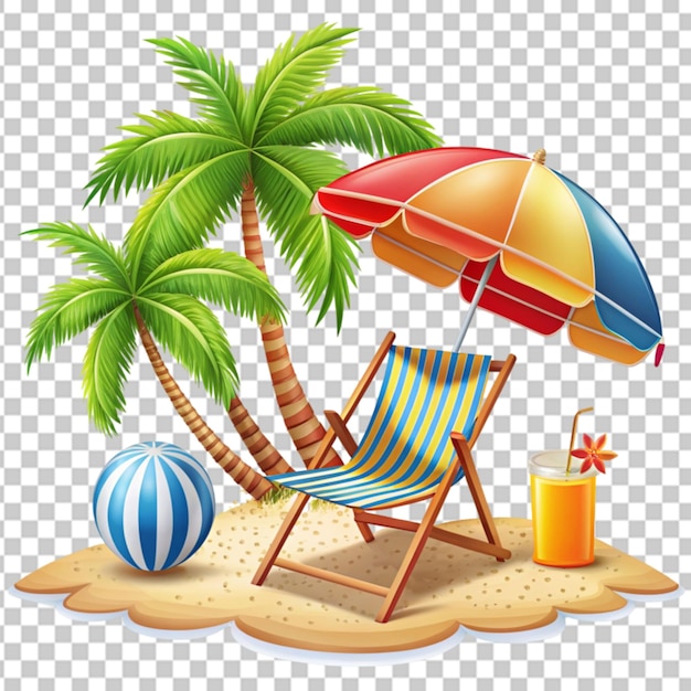 PSD summer and beach design elements transparent background