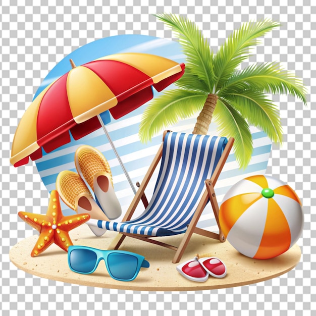 PSD summer and beach design elements transparent background