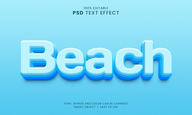 Summer beach editable 3d text effect