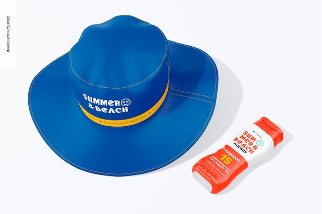 Summer Beach Hat Mockup High Angle View