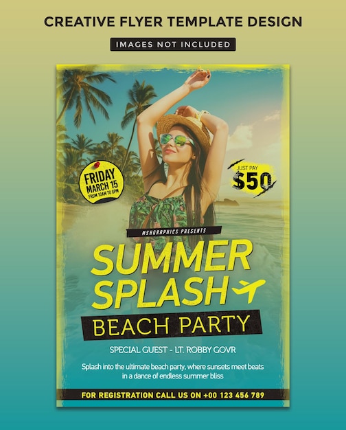 summer beach party flyer template design customizable and editable