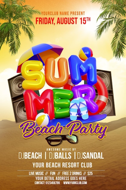 Summer Beach Party Flyer Template