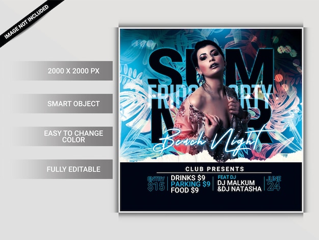 Summer beach party flyer template