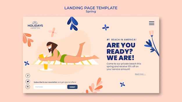 PSD summer beach resort landing page template