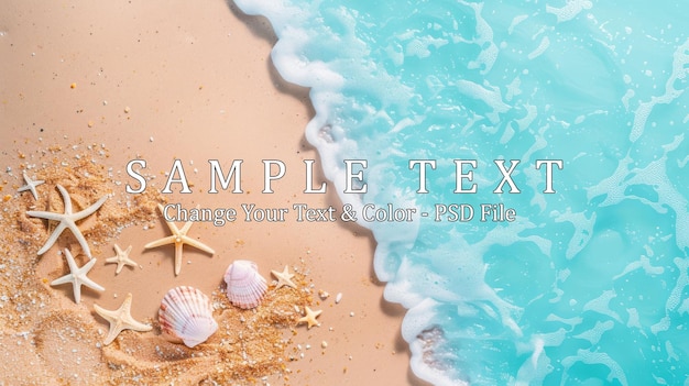 PSD summer beach scene with shells and starfish