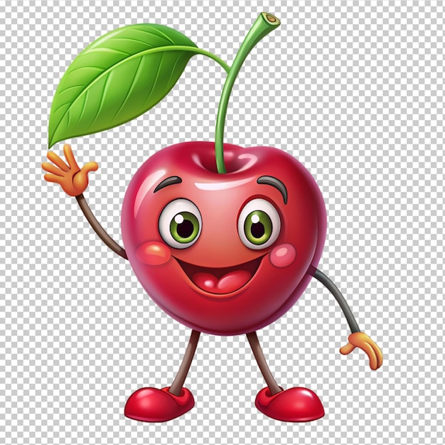 PSD summer cherry cartoon character clipart on transparent background